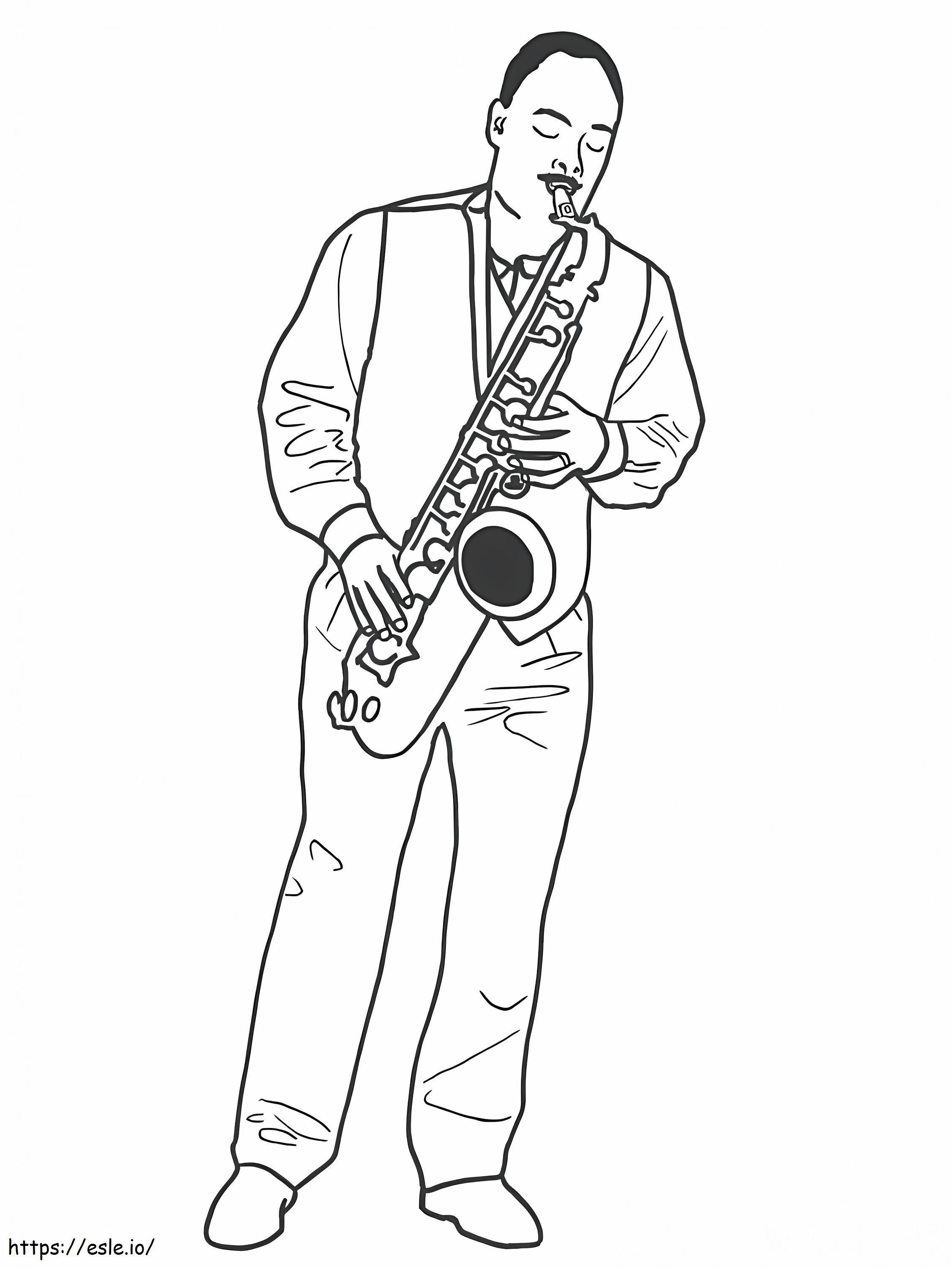 Saxofonist Man kleurplaat kleurplaat