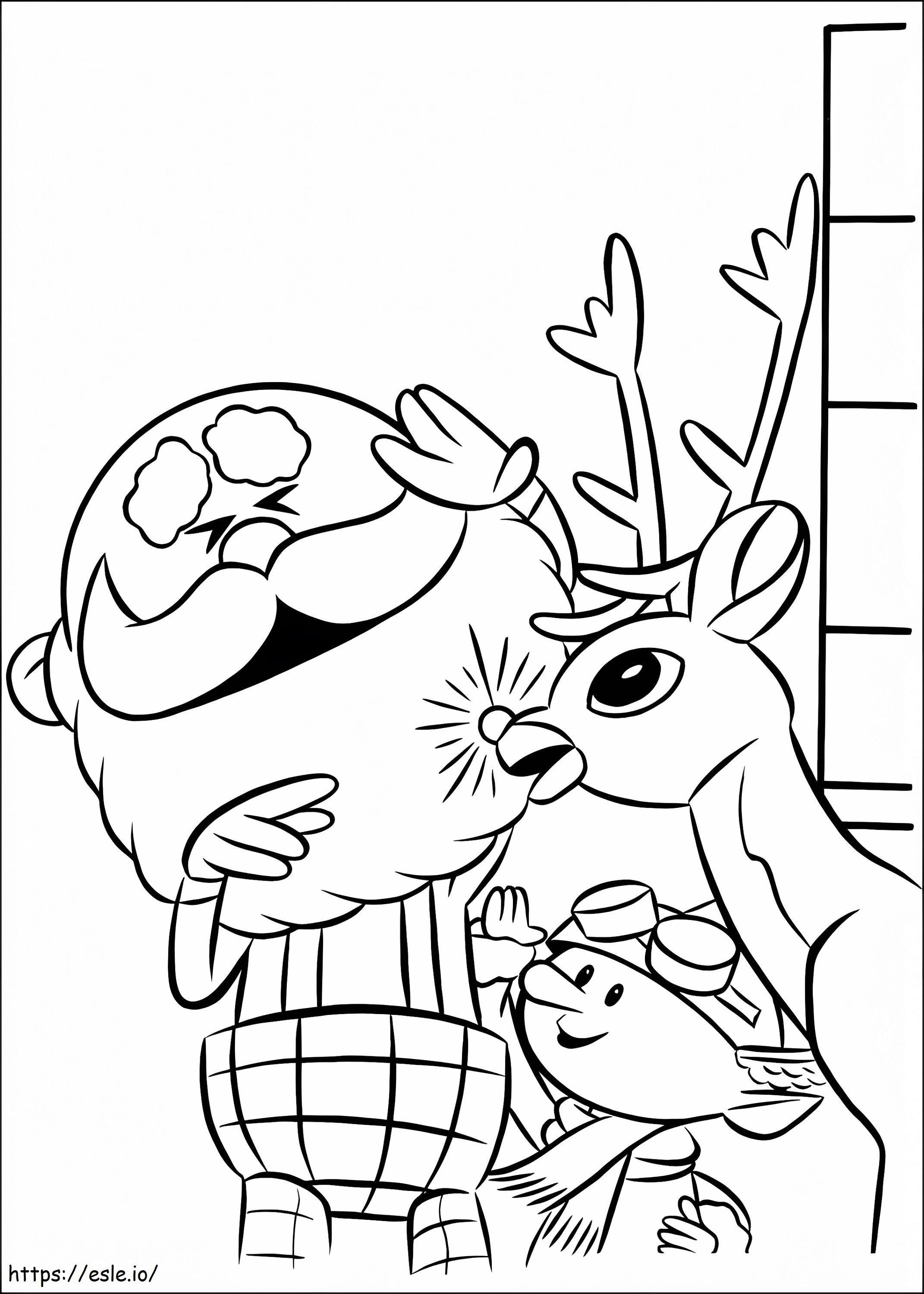 Coloriage Père Noël et Rudolph à imprimer dessin