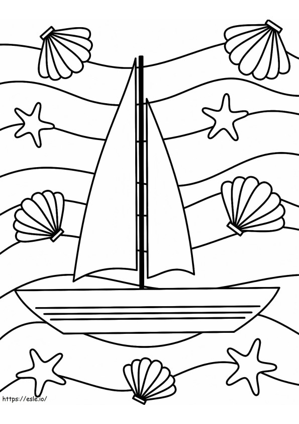 Segelboot und Muscheln ausmalbilder