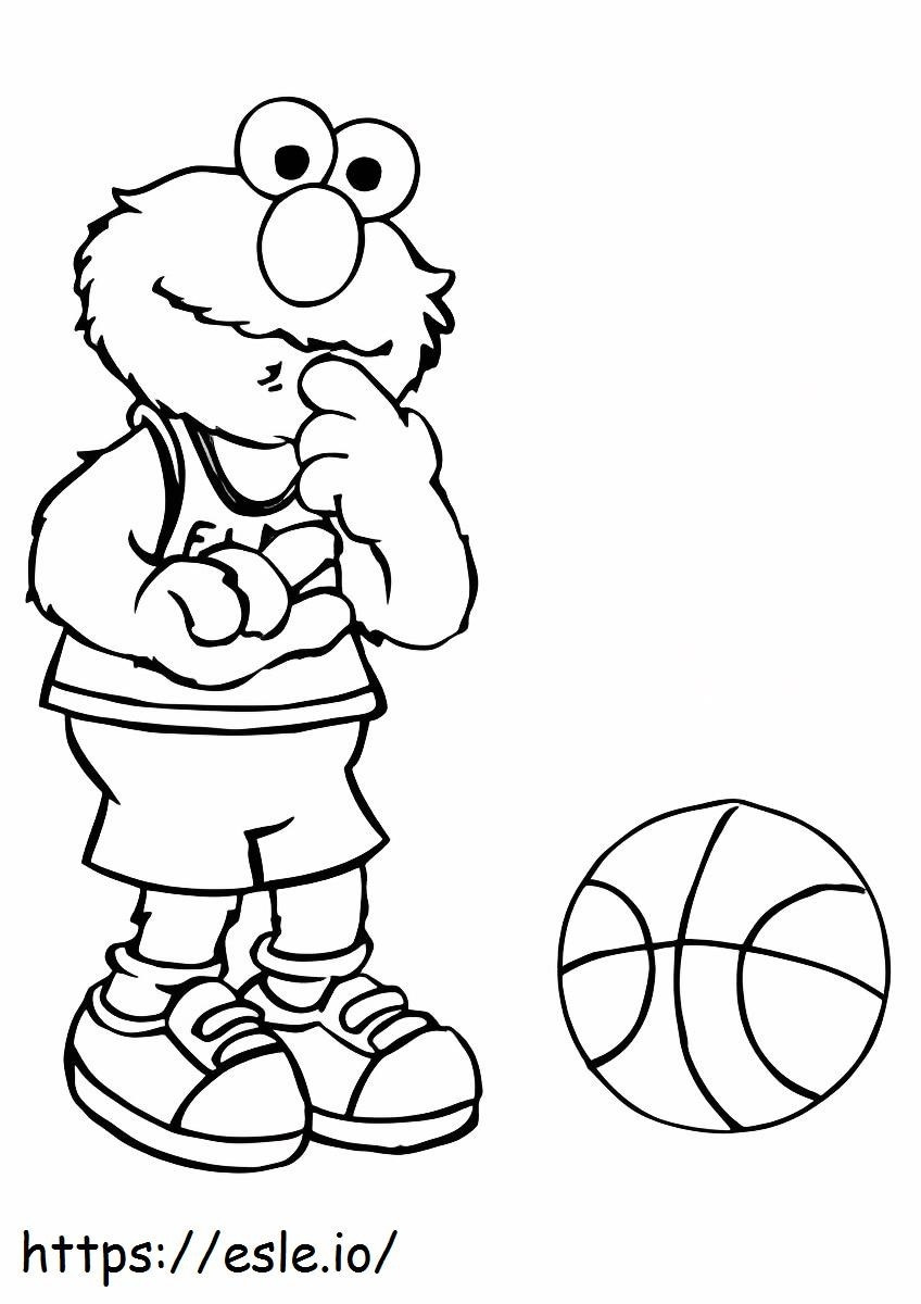 Elmo Bermain Bola Basket Gambar Mewarnai
