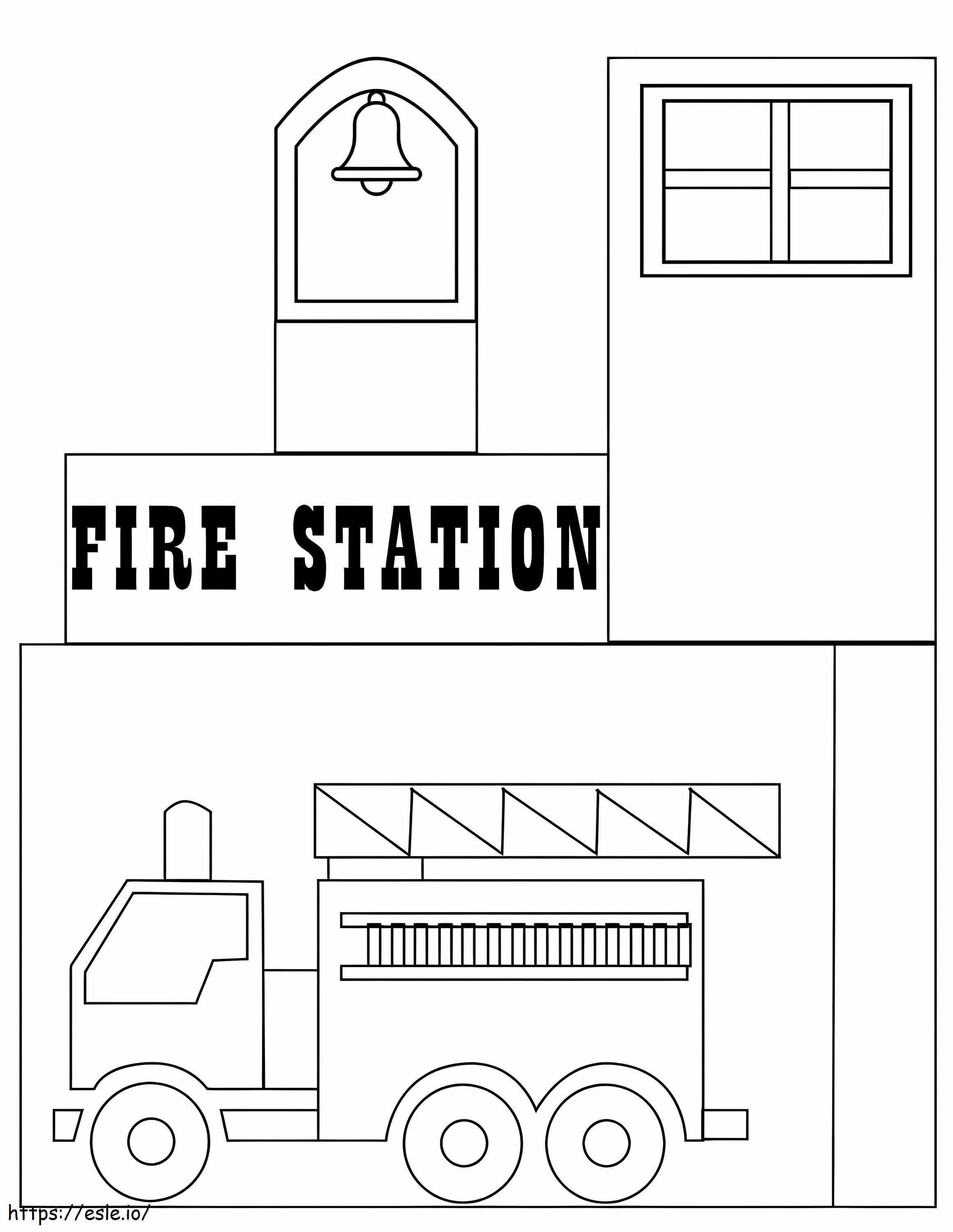 Stația de pompieri imprimabilă de colorat