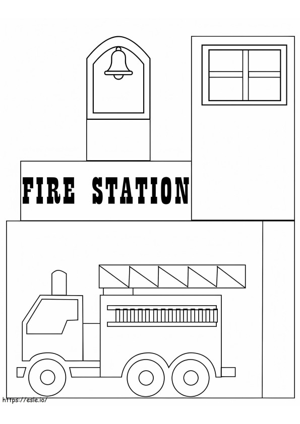Stația de pompieri imprimabilă de colorat
