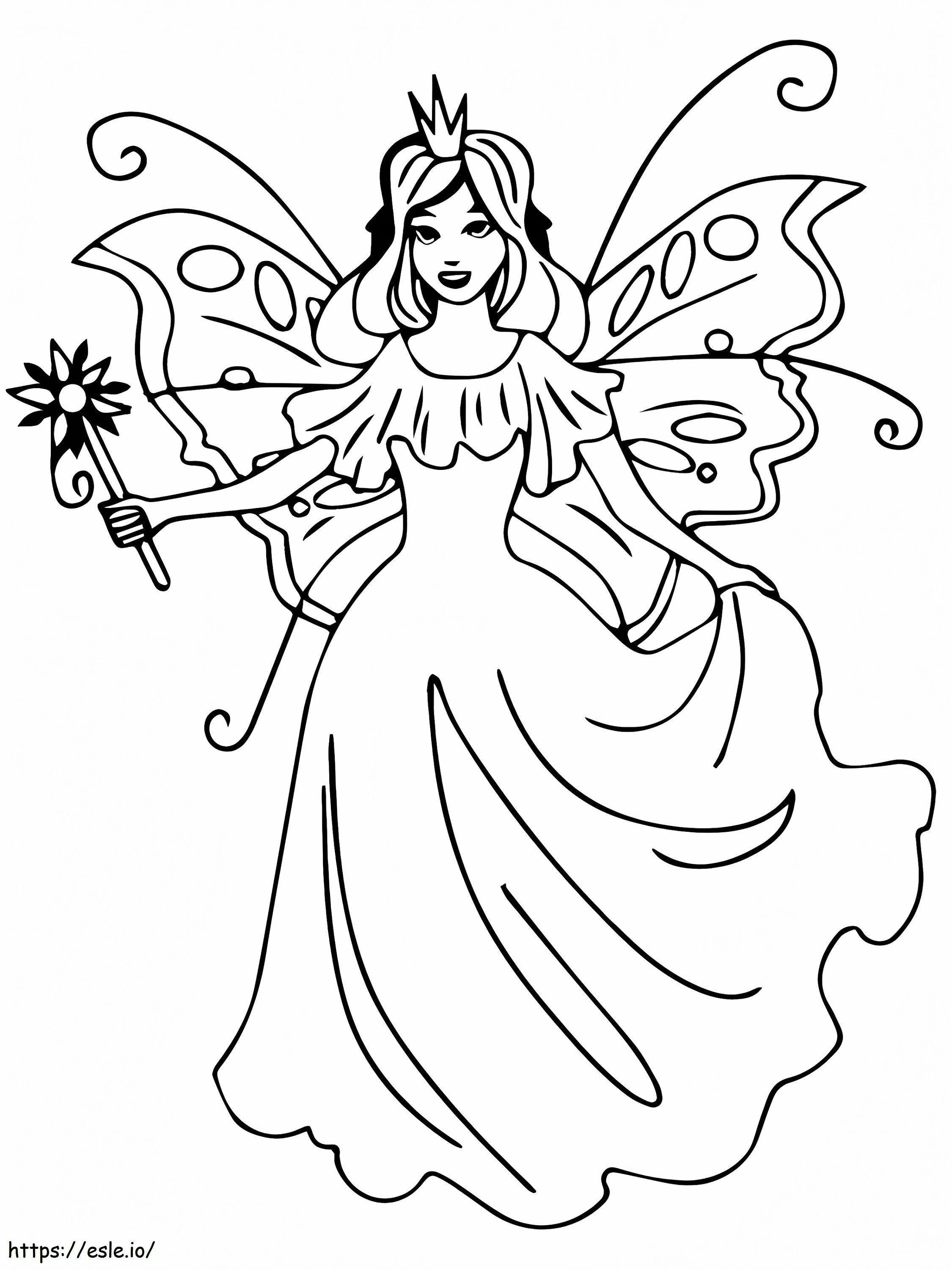 Coloriage Admirable fée princesse à imprimer dessin