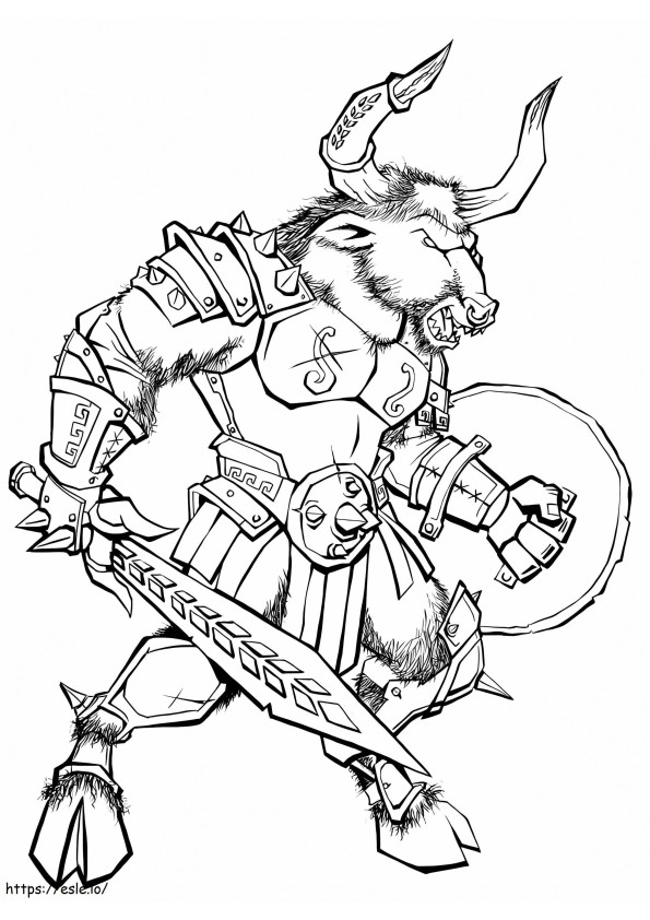 Angry Minotaur Fight coloring page