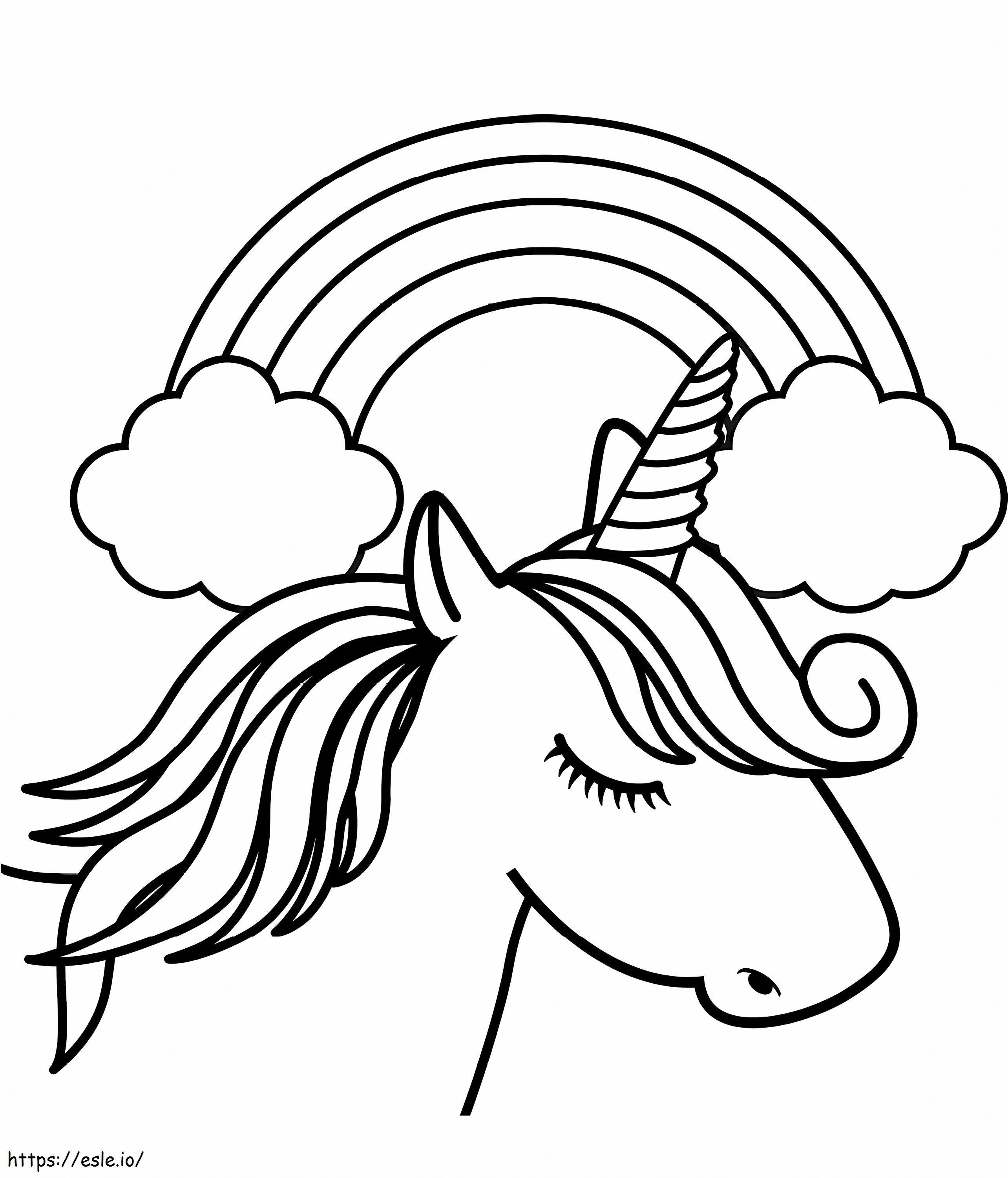 1564622726 Unicorn Head In Front Of Rainbow A4 coloring page