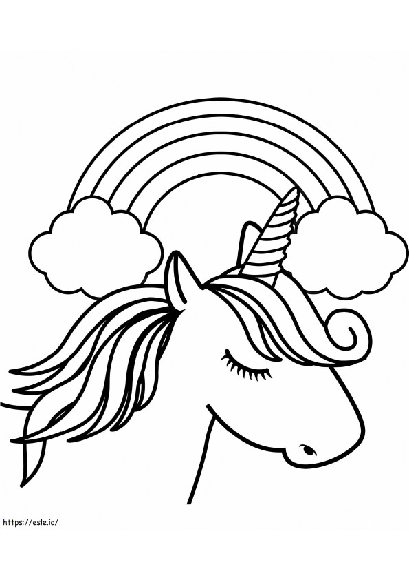 1564622726 Unicorn Head In Front Of Rainbow A4 coloring page