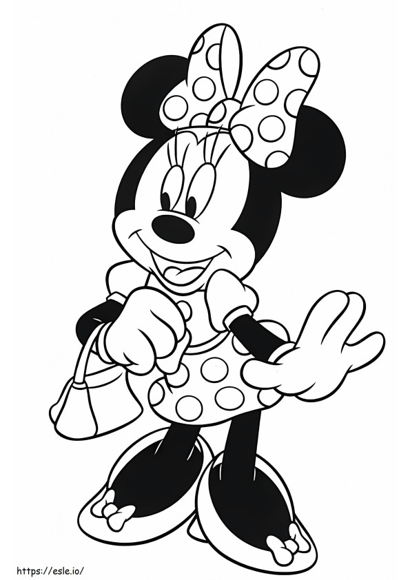 Minnie Mouse Dengan Tas Gambar Mewarnai