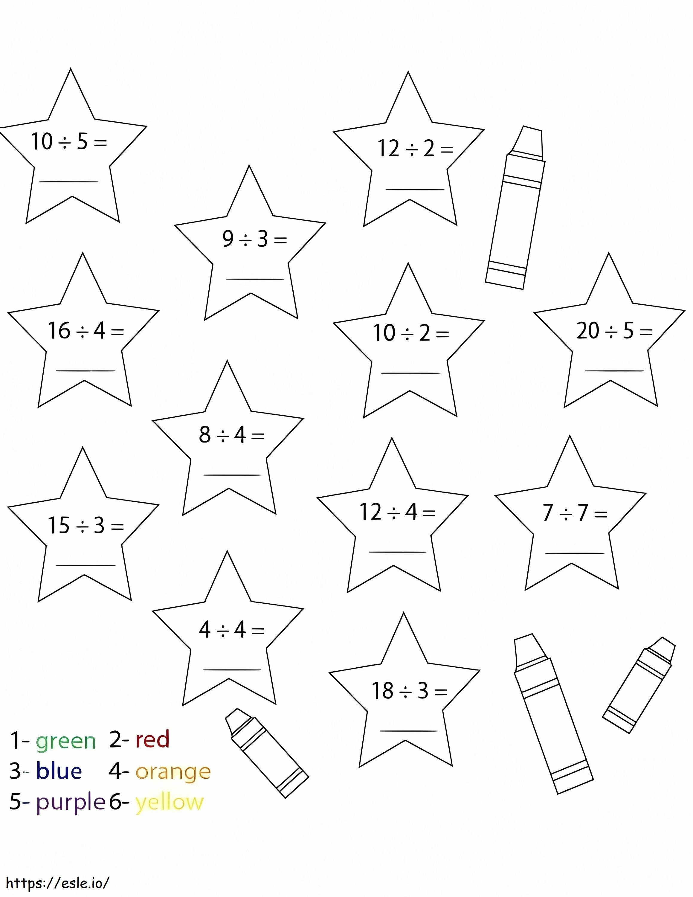 Coloriage Division des étoiles couleur par numéro à imprimer dessin