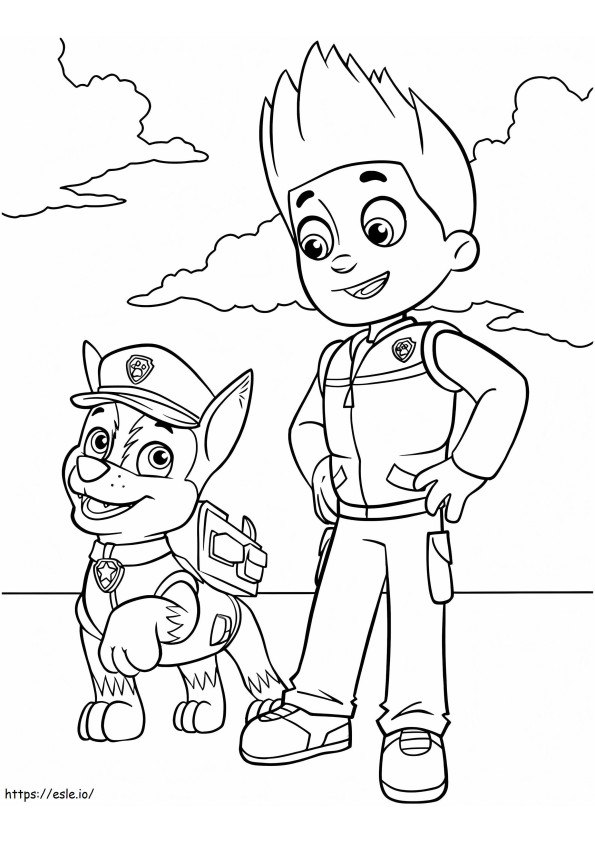 Chase e Ryder para colorir
