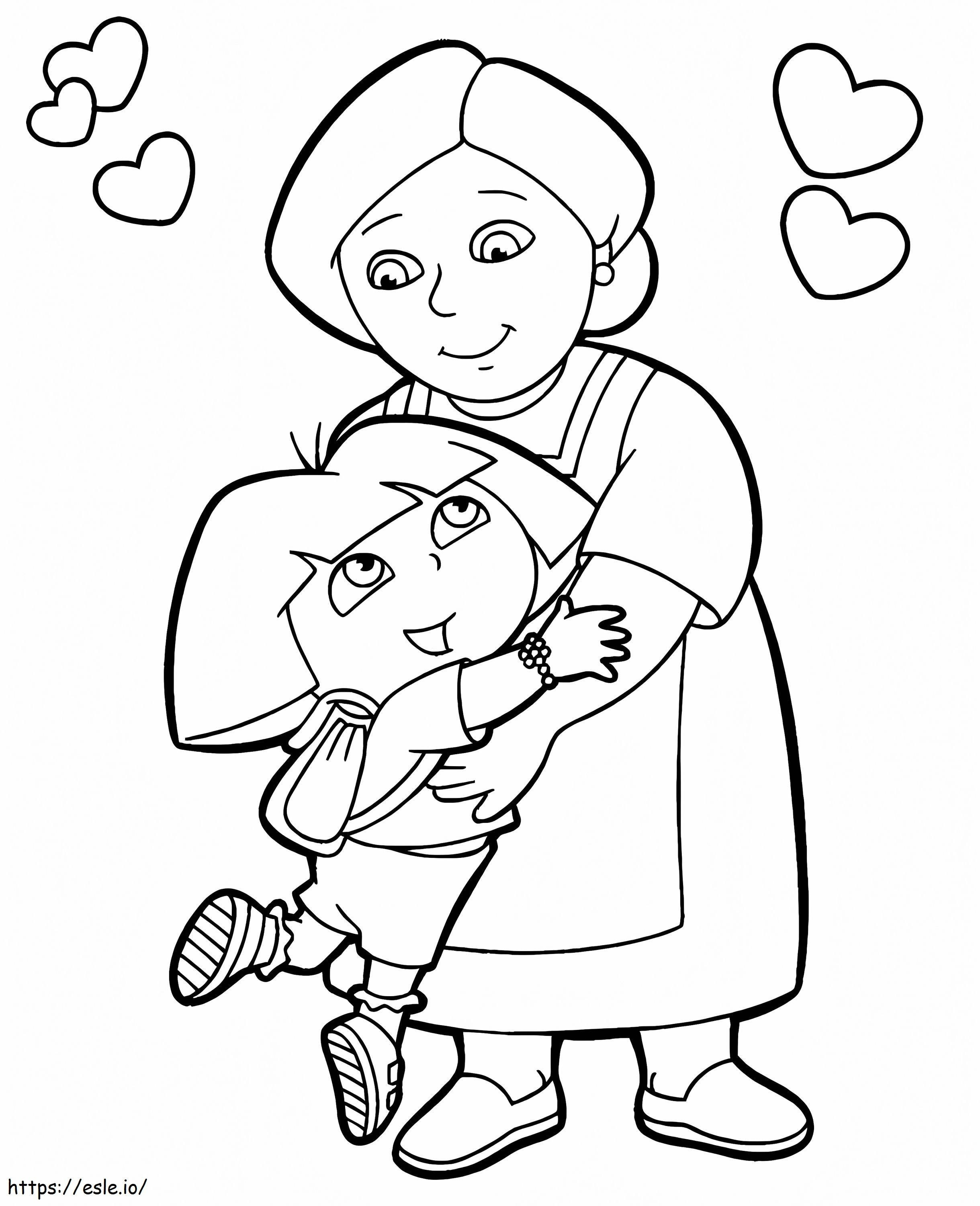 Dora ja isoäiti värityskuva