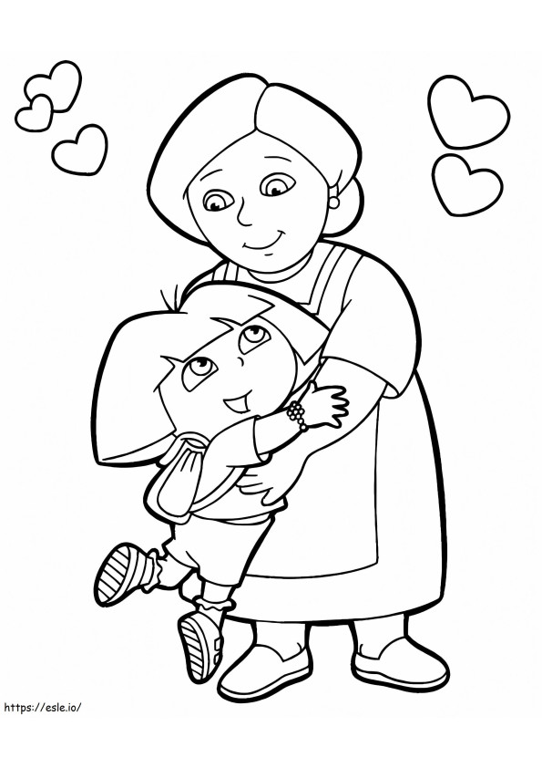 Dora And Grandmother coloring page